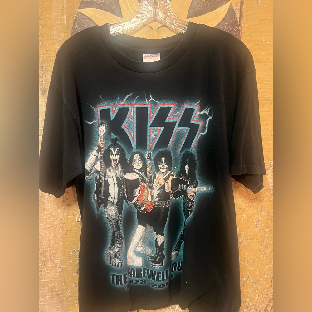 ORIGINAL KISS Black FAREWELL TOUR 1973-2000 single stitched allsport events💥💋